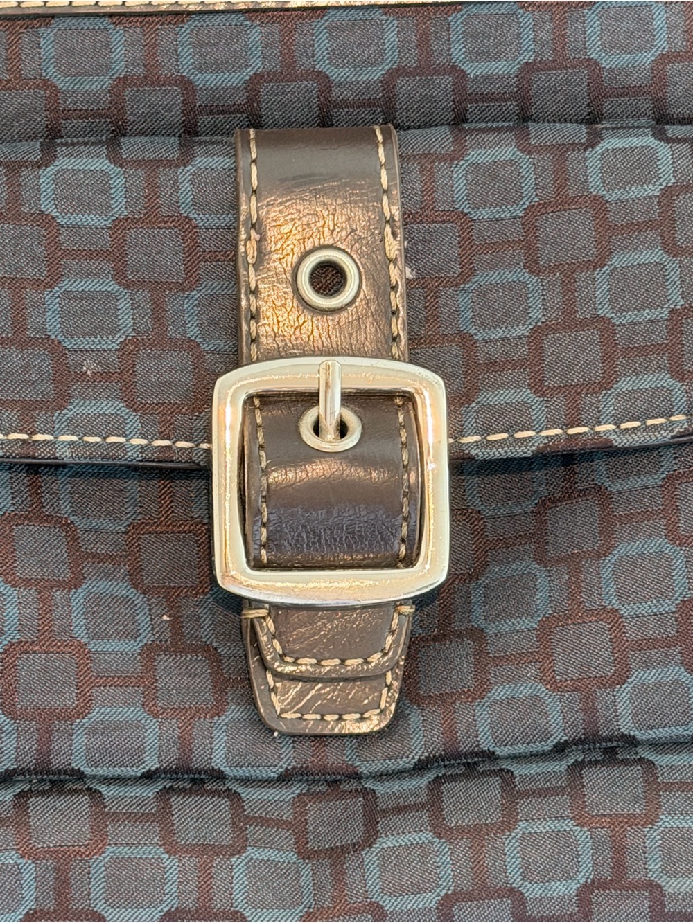 Vintage Nine West Black and Teal Patterned Backpack - Picture 3 of 4
